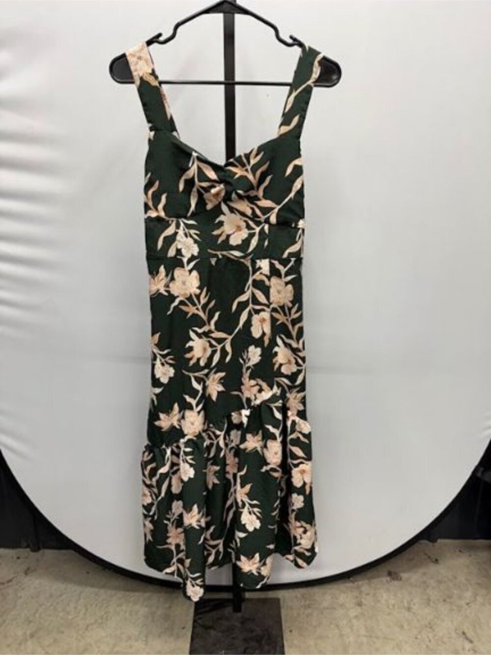 Maurices Green Floral Tiered Midi Dress